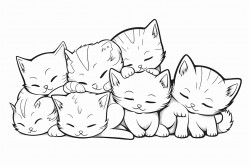 exactly six kittens with some of them sleeping and some of them playing