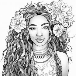 beautiful black women with long black dreadlocks wearing a floral print sundress