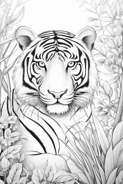 tigre dans lespace avec des plantes
