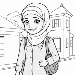 lady in hijab outside of school