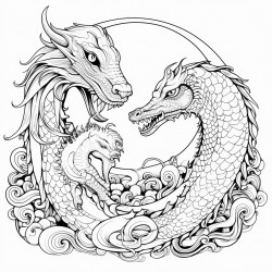 a snake dragon and dog