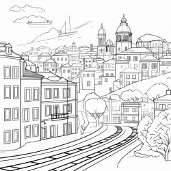 create a coloring page of lisbon city
