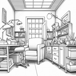 coloring page of a medical office