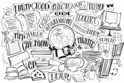 jumble of english language arts concepts suitable for middle school students