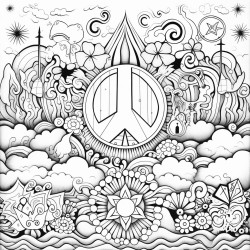 different designs of peace signs raining down