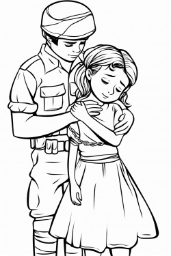 a poor girl that is held hostage by a soldier the girl has her hands tied behind her back and a tape on her mouth