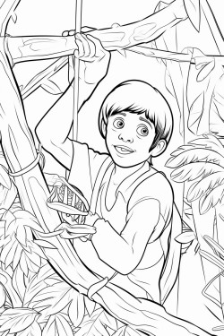 harvesting cocoa in the jungle with a spider monkey