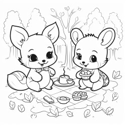 cute small animals having a picnic