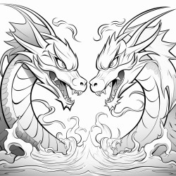 dragon fighting a sea monster