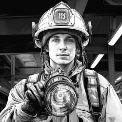firefighter holding a smoke detector