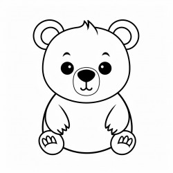 simple and cute whole body bear drawing outline with thin bold lines