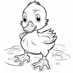 cute baby duckling with a little puddle around its feet