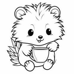 porcupine drinking tea