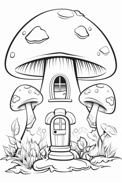 mushroom house in a forest