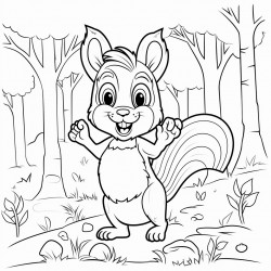 a squirrel in the forest with arms wide open