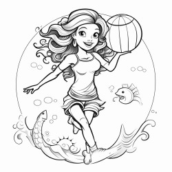 mermaid playing netball
