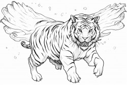 a flying tiger with wings