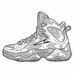 a basketball shoe with a camouflage pattern and outdoorinspired elements