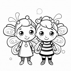 rainbow ladybug and butterfly with people