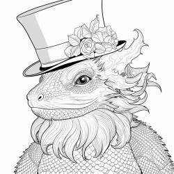 a bearded dragon wearing a fancy hat