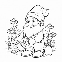 gnome gardening with a watering can