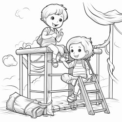 kindy kids playing on a play fort