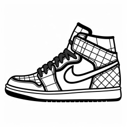 a basketball shoe featuring a checkerboard pattern and a retro aesthetic