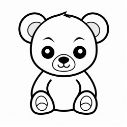 a simple cute bear with bold line art no background