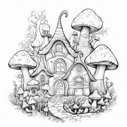 fairy garden with mushroom houses
