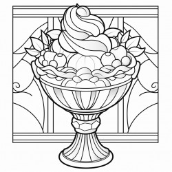 an ice cream sundae in a stained glass style