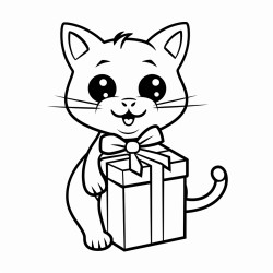cat from a gift box