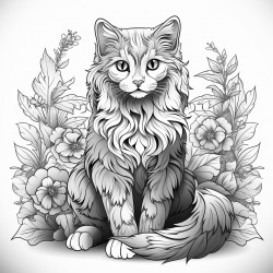 calico cat sitting quietly with paws crossed