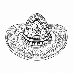 a single decorative sombrero with a wide brim and a few simple patterns the design is minimal with thick clean lines