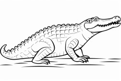 a full body coloring page of an alligator
