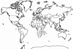 world map with countries and oceans