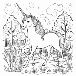 a unicorn in the forest