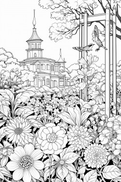 garden of flowers and trees