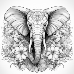 elephant with flower mandalas pattern inside nature art