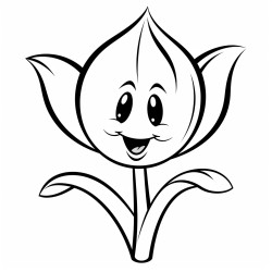 coloring page for kids a single tulip its cupshaped bloom radiating color simple cartoon style