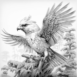 un hada con alas volando alrededor de un bosque magico