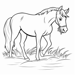 horse eating grass