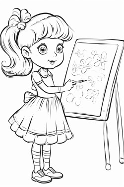 a girl drawing on a chalkboard with a crayon