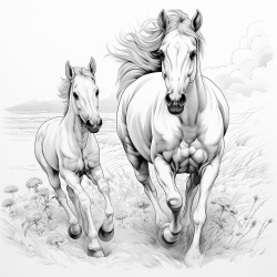 horse running with colt