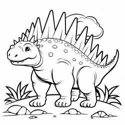 dinosaur stegosaurus color book black and white thick line for kid