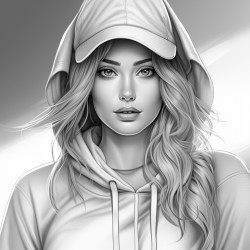 aesthetic realistic girl with long straight hair wearing a crop top hoodie and short jeans in a sporty style