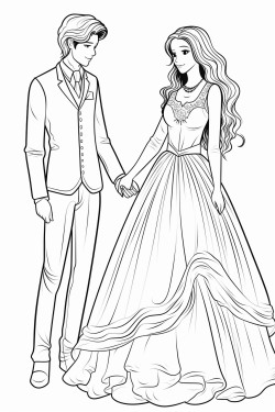 a bride with long hair and a long sleeve dress holding hands with a groom with short hair