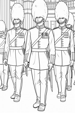 united kingdom kings guards in changing ceremony