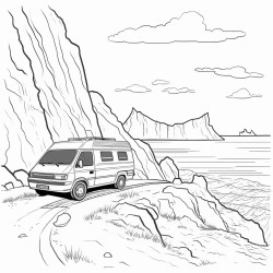 a van on a rocky cliff
