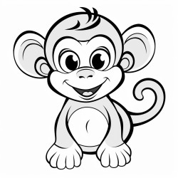 can you create a very simple baby cartoon ape with no background thick black lines