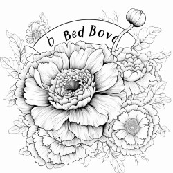 a peony flower surrounded by daisies with the words to color in you are beautiful